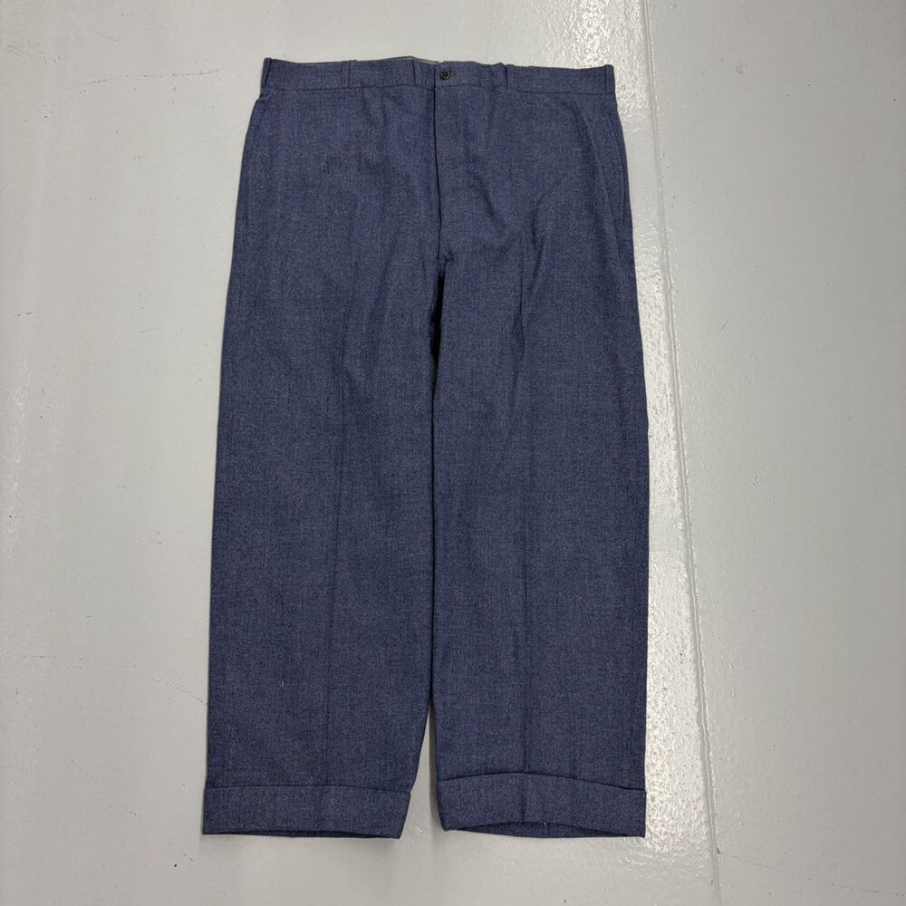 NOS Vintage 50s Blue Wool Buttonfly Wide Leg Trousers 38x26